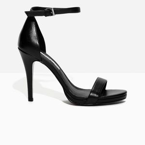 & Other Stories Two Strap Leather Heeled Sandals